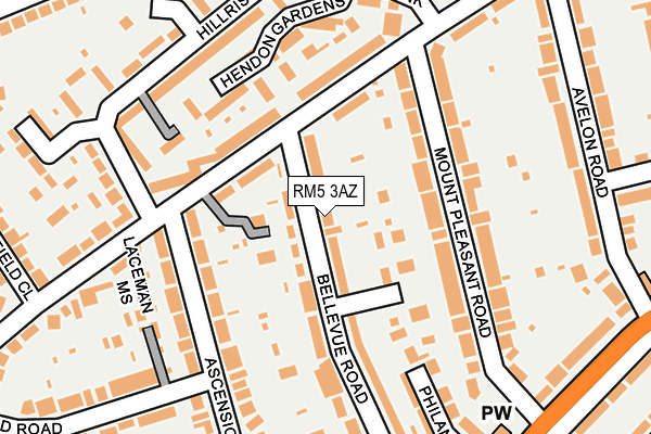 RM5 3AZ map - OS OpenMap – Local (Ordnance Survey)