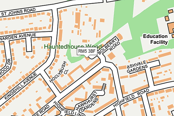 RM5 3BF map - OS OpenMap – Local (Ordnance Survey)