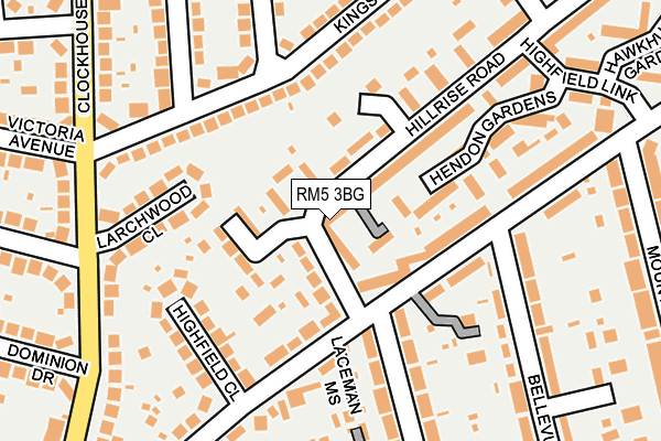 RM5 3BG map - OS OpenMap – Local (Ordnance Survey)