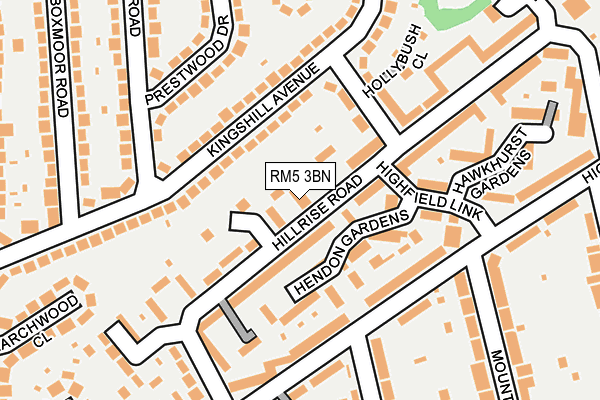 RM5 3BN map - OS OpenMap – Local (Ordnance Survey)