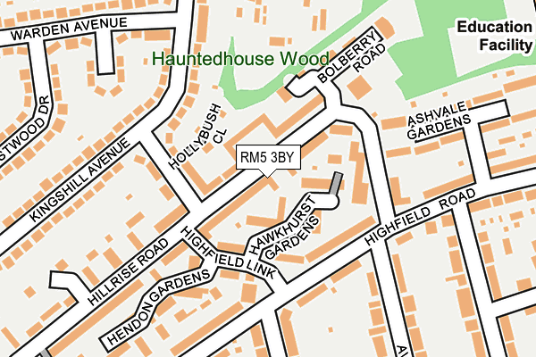 RM5 3BY map - OS OpenMap – Local (Ordnance Survey)