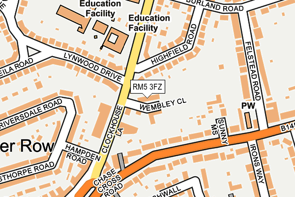 RM5 3FZ map - OS OpenMap – Local (Ordnance Survey)
