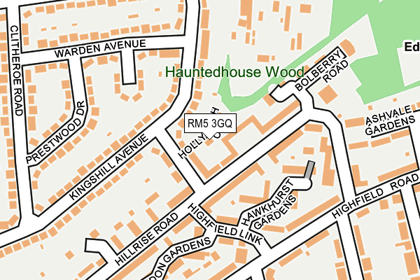 RM5 3GQ map - OS OpenMap – Local (Ordnance Survey)