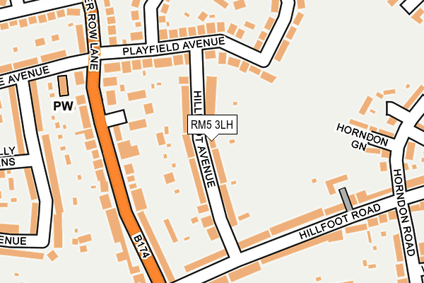 RM5 3LH map - OS OpenMap – Local (Ordnance Survey)