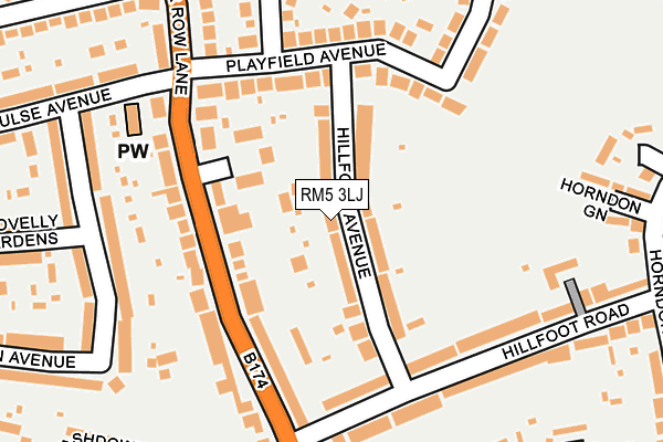 RM5 3LJ map - OS OpenMap – Local (Ordnance Survey)