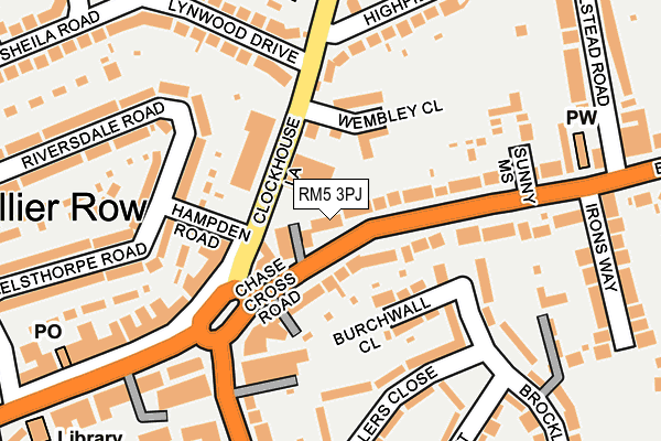 RM5 3PJ map - OS OpenMap – Local (Ordnance Survey)