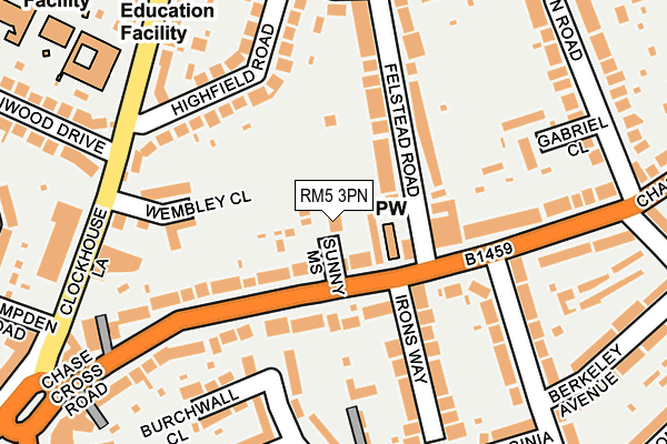 RM5 3PN map - OS OpenMap – Local (Ordnance Survey)