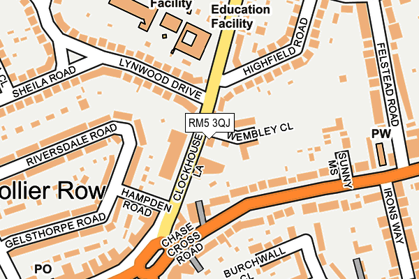 RM5 3QJ map - OS OpenMap – Local (Ordnance Survey)
