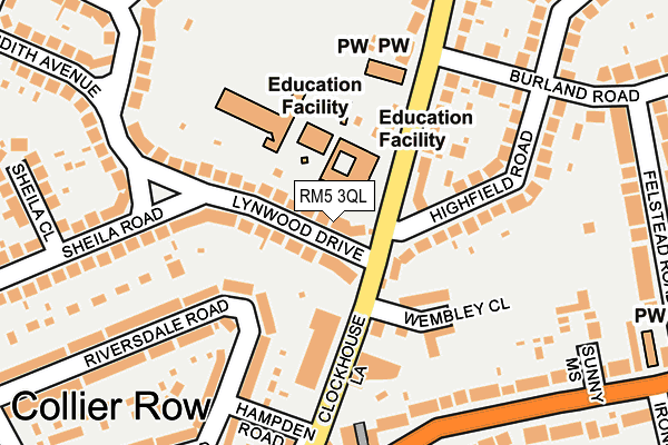 RM5 3QL map - OS OpenMap – Local (Ordnance Survey)