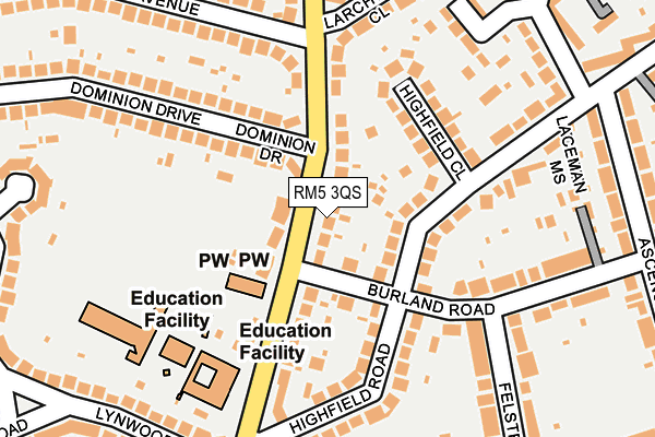 RM5 3QS map - OS OpenMap – Local (Ordnance Survey)