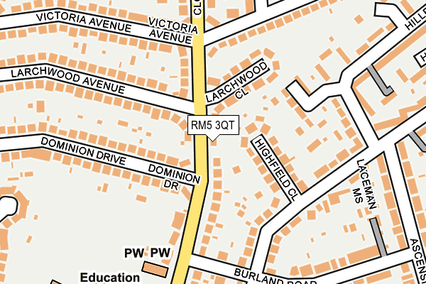 RM5 3QT map - OS OpenMap – Local (Ordnance Survey)