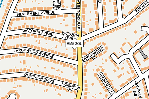 RM5 3QU map - OS OpenMap – Local (Ordnance Survey)
