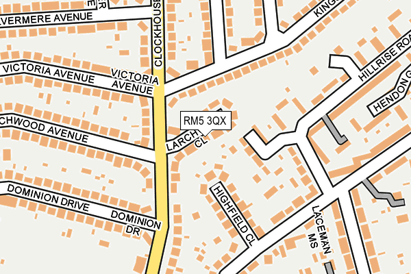 RM5 3QX map - OS OpenMap – Local (Ordnance Survey)