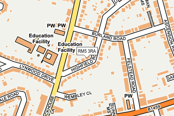 RM5 3RA map - OS OpenMap – Local (Ordnance Survey)