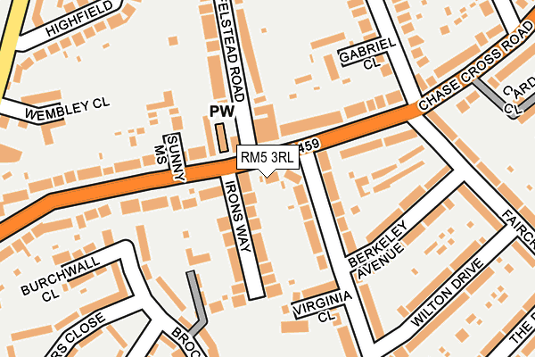 RM5 3RL map - OS OpenMap – Local (Ordnance Survey)
