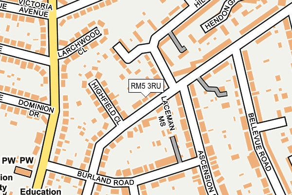 RM5 3RU map - OS OpenMap – Local (Ordnance Survey)