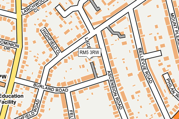 RM5 3RW map - OS OpenMap – Local (Ordnance Survey)