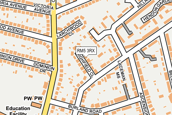 RM5 3RX map - OS OpenMap – Local (Ordnance Survey)