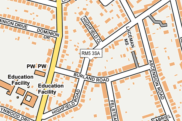 RM5 3SA map - OS OpenMap – Local (Ordnance Survey)