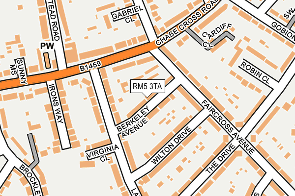 RM5 3TA map - OS OpenMap – Local (Ordnance Survey)