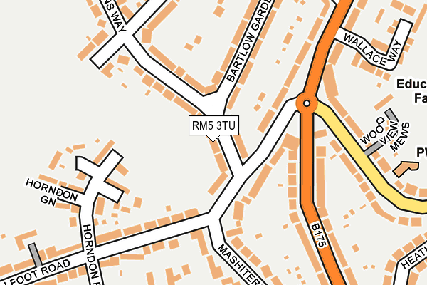 RM5 3TU map - OS OpenMap – Local (Ordnance Survey)