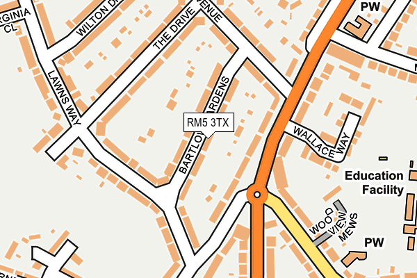 RM5 3TX map - OS OpenMap – Local (Ordnance Survey)
