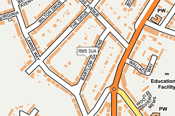 RM5 3UA map - OS OpenMap – Local (Ordnance Survey)