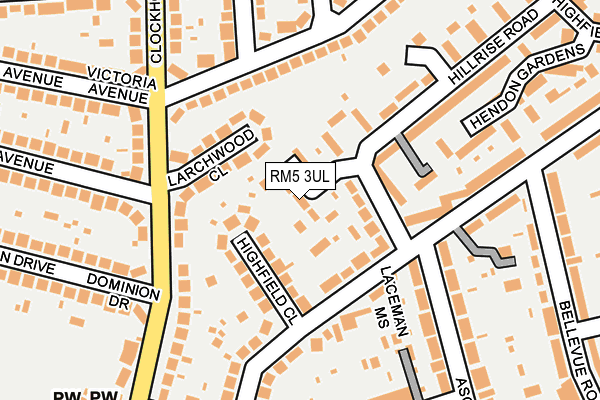 RM5 3UL map - OS OpenMap – Local (Ordnance Survey)