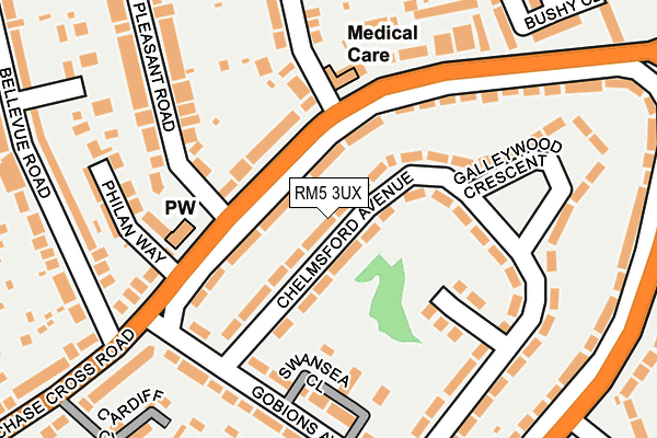RM5 3UX map - OS OpenMap – Local (Ordnance Survey)