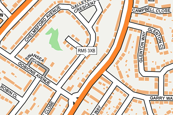 RM5 3XB map - OS OpenMap – Local (Ordnance Survey)