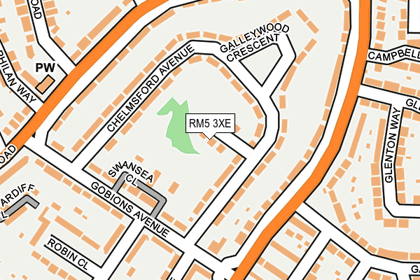 RM5 3XE map - OS OpenMap – Local (Ordnance Survey)