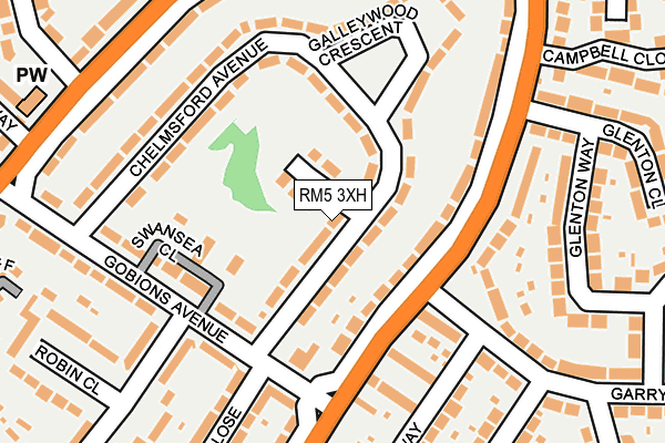 RM5 3XH map - OS OpenMap – Local (Ordnance Survey)