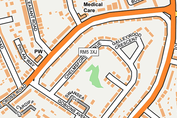 RM5 3XJ map - OS OpenMap – Local (Ordnance Survey)
