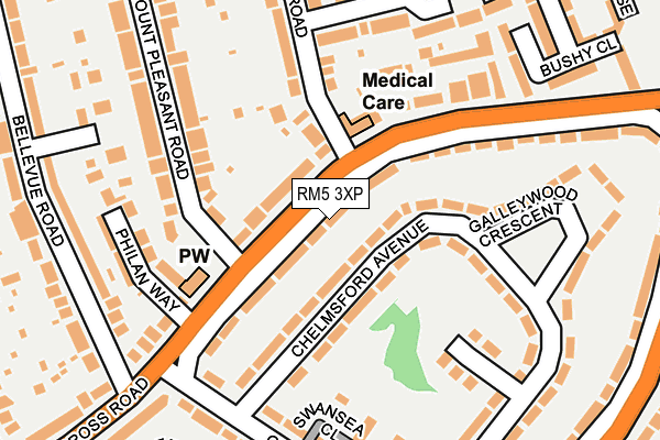 RM5 3XP map - OS OpenMap – Local (Ordnance Survey)