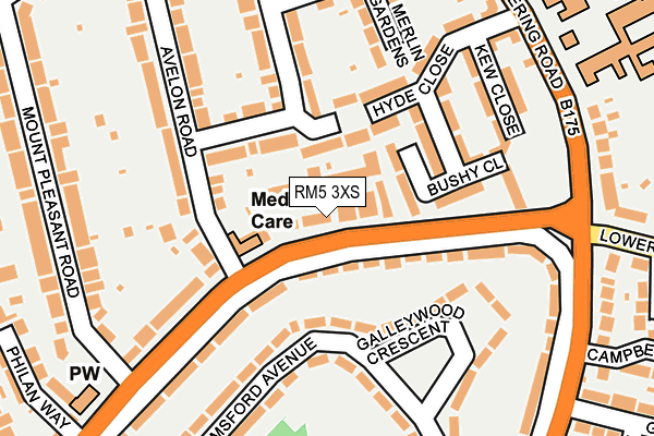 RM5 3XS map - OS OpenMap – Local (Ordnance Survey)