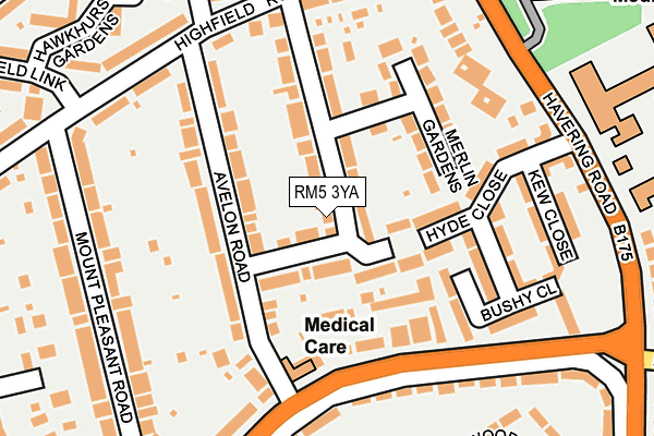 RM5 3YA map - OS OpenMap – Local (Ordnance Survey)