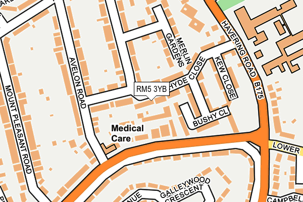 RM5 3YB map - OS OpenMap – Local (Ordnance Survey)