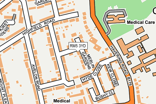 RM5 3YD map - OS OpenMap – Local (Ordnance Survey)