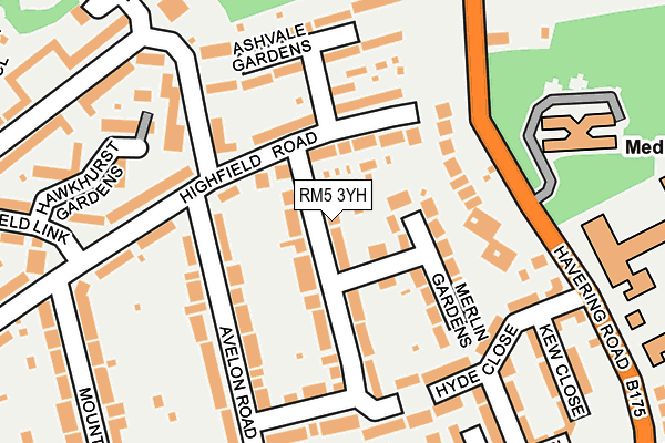 RM5 3YH map - OS OpenMap – Local (Ordnance Survey)