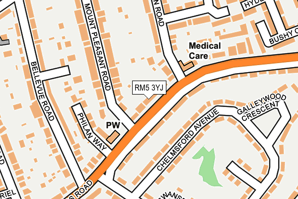 RM5 3YJ map - OS OpenMap – Local (Ordnance Survey)