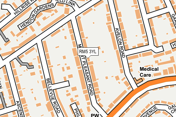 RM5 3YL map - OS OpenMap – Local (Ordnance Survey)
