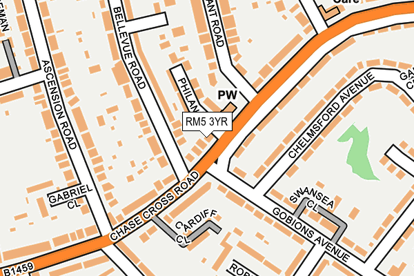 RM5 3YR map - OS OpenMap – Local (Ordnance Survey)