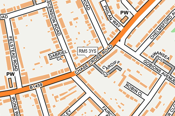 RM5 3YS map - OS OpenMap – Local (Ordnance Survey)