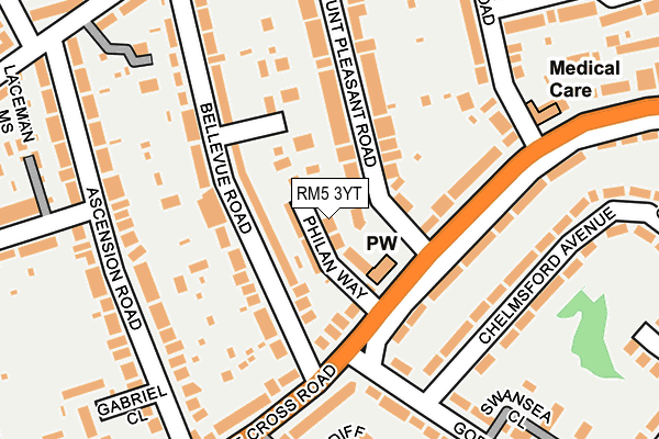 RM5 3YT map - OS OpenMap – Local (Ordnance Survey)