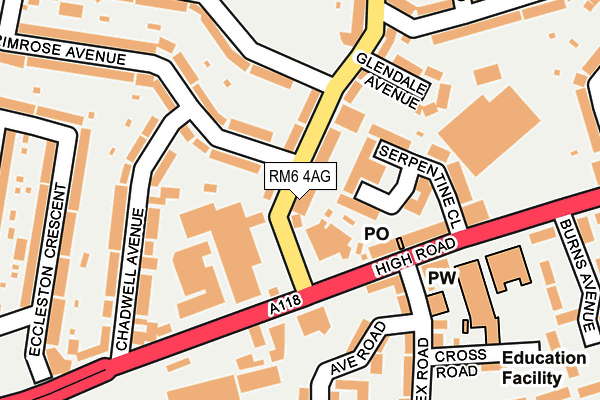 RM6 4AG map - OS OpenMap – Local (Ordnance Survey)