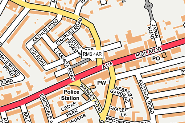 RM6 4AR map - OS OpenMap – Local (Ordnance Survey)