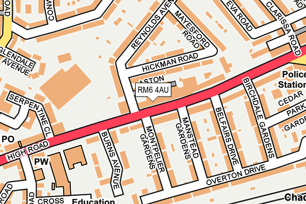 RM6 4AU map - OS OpenMap – Local (Ordnance Survey)