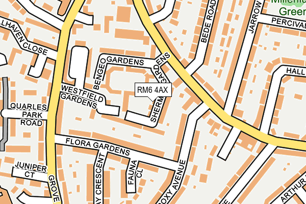 RM6 4AX map - OS OpenMap – Local (Ordnance Survey)