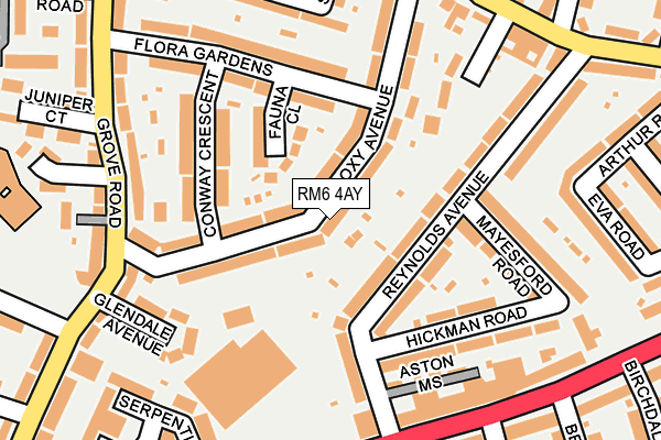 RM6 4AY map - OS OpenMap – Local (Ordnance Survey)