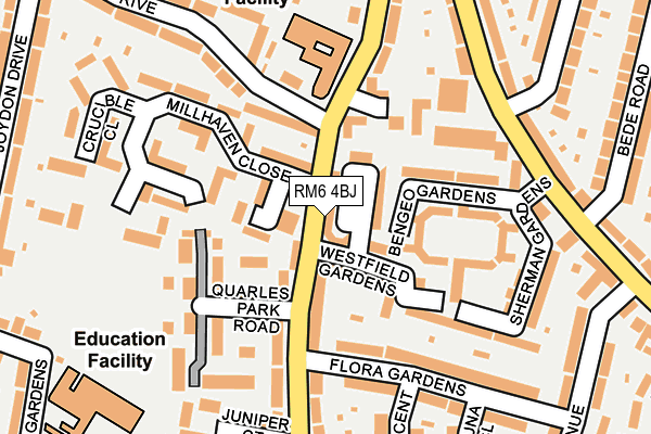 RM6 4BJ map - OS OpenMap – Local (Ordnance Survey)